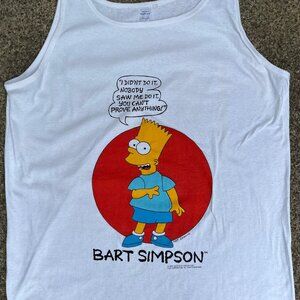 Vintage Men's 90s Bart Simpson White Graphic Tank Shirt Simpson's 1990 France